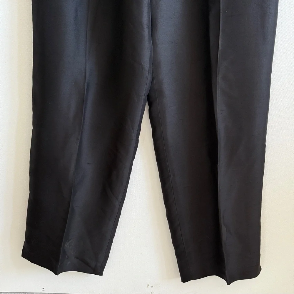 Vintage Silk Trousers High Waist Black 12